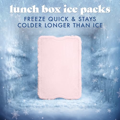 Cool Coolers by Fit & Fresh XL Slim Ice Packs, Quick Freeze Reusable Ice Packs for Lunch Boxes & Coolers, Long-Lasting, Space Saving Cooler Ice Packs, Light Pink, 4Pk
