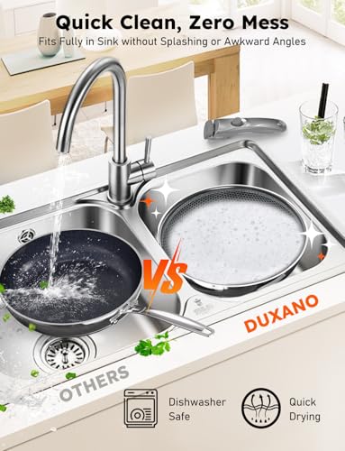 Pro DUXANO 12PC Hybrid 3-Ply Stainless Steel Skillet&Nonstick Pots and Pans Set, High Heat Sear&Fry, 2-Layer Ceramic Induction Cookware, 9H Scratch-Resistant&Anti-Warp,PFAS Free,All Cooktop/Dishwasher