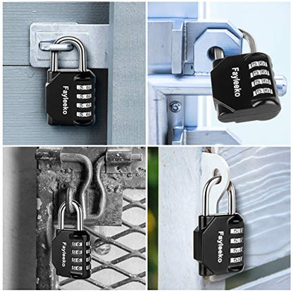 Fayleeko Combination Lock, 4 Digit Padlock for School Gym Sports Locker, Fence, Toolbox, Case, Hasp Cabinet Storage (2 Pack, Black)