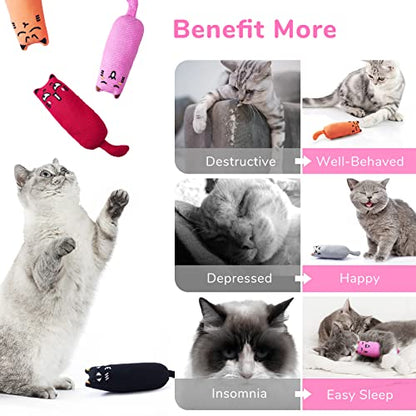 Legendog 5Pcs Bite Resistant Catnip Toy for Cats,Catnip Filled Cartoon Mice Cat Teething Chew Toy