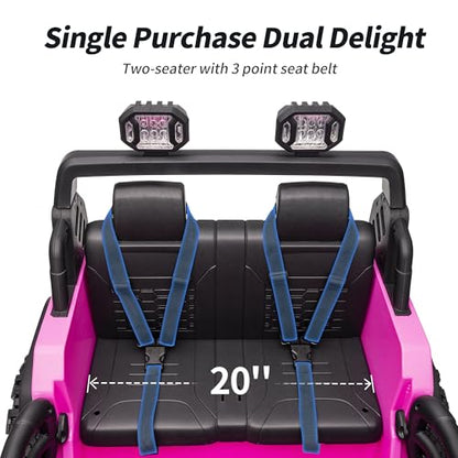 Hikiddo 2 Seater Ride on Car for Kids, 12V Electric Car Ride on Toy for Kids Age 4-8 w/Remote Control, Capacity 150lbs - Pink