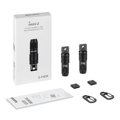 OLIGHT 2 Pack IMINI 2 EDC Rechargeable Keychain Flashlight, 50 Lumens Compact and Portable Mini LED Keyring Lights with Built-in Battery Ideal for Everyday Carry and Emergencies