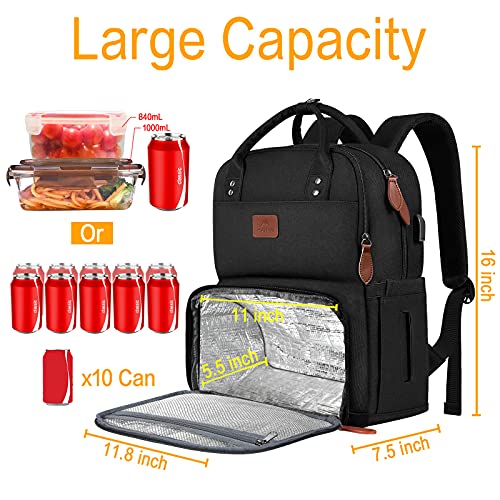 MATEIN Work Backpack Woman, Insulated Cooler Backpacks with Lunch Box, 15.6 Inch Laptop Backpack with USB Port Reusable Water Resistant Tote Food Bag for College Beach Camping Picnics Womens Gift