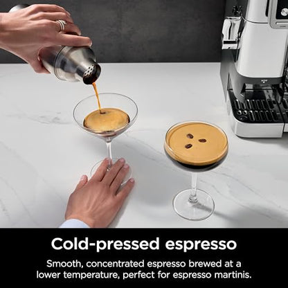 Ninja Luxe Café Pro Series, Espresso Machine, Drip Coffee, Cold Brew, Hot Water, Integrated Tamper, Built-in Grinder, Hands-Free Frother for Cappuccinos, Lattes, Americanos, Dairy or Non-Dairy, ES701