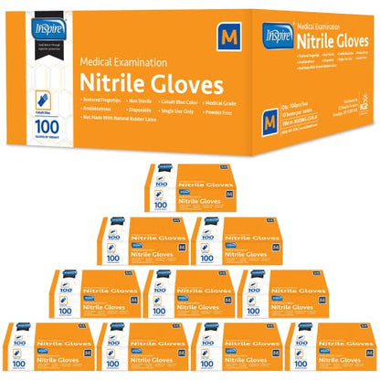 Inspire Nitrile Exam Gloves | THE ORIGINAL Quality Stretch Nitrile, Cobalt Blue | 4.5 Gloves Disposable Latex Free Medical EMT (Large (Pack of 1000), Case Of 1000)