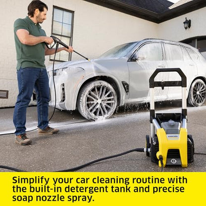 Electric Karcher Pressure Washer K1700, Max 2125 PSI, 3 Spray Nozzles, Detergent Tank, For Cars, Driveways, Siding, Patios, 1.46 max. GPM