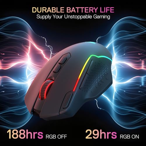 Redragon M810 MAX Wireless RGB Gaming Mouse 12000 DPI Remapping Keys