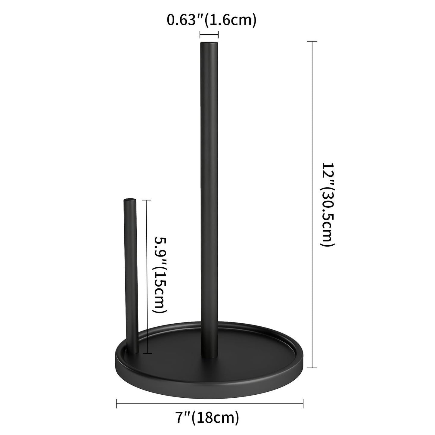 Jesginboo Paper Towel Holder Countertop, Black Kitchen Paper Towels Holder, Paper Roll Holder with Weighted Base