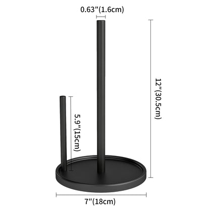 Jesginboo Paper Towel Holder Countertop, Black Kitchen Paper Towels Holder, Paper Roll Holder with Weighted Base