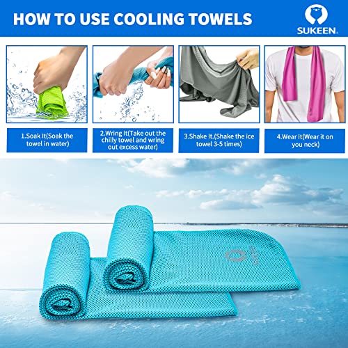 Sukeen [4 Pack Cooling Towel (40"x12"),Ice Towel,Soft Breathable Chilly Towel,Microfiber Towel for Yoga,Sport,Running,Gym,Workout,Camping,Fitness,Workout & More Activities