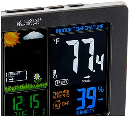 La Crosse Technology Advanced Weather Station with Full-Color LCD & Atomic Time - Monitor Indoor/Outdoor Conditions with Temperature Alerts and Humidity Readings with Transmission Range of 300 Feet