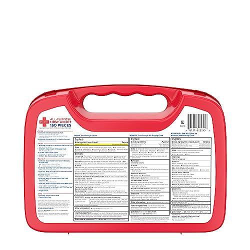 Johnson & Johnson All-Purpose Portable Compact First Aid Kit for Minor Cuts, Scrapes, Sprains & Burns, Ideal for Home, Car, Travel, Camping and Outdoor Emergencies, 160 pieces