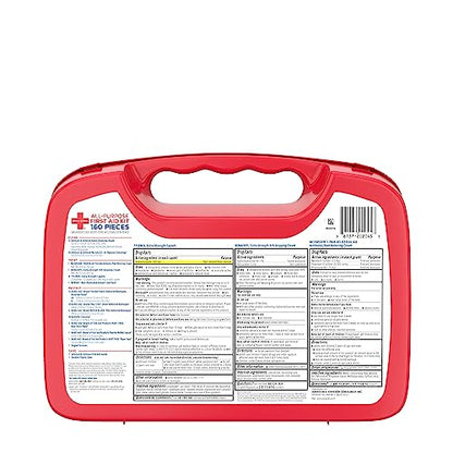 Johnson & Johnson All-Purpose Portable Compact First Aid Kit for Minor Cuts, Scrapes, Sprains & Burns, Ideal for Home, Car, Travel, Camping and Outdoor Emergencies, 160 pieces