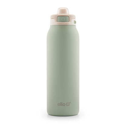 Ello Pop & Fill 32oz Stainless Steel Water Bottle with Quick Fill Technology, Double Walled and Vacuum Insulated Metal, Leak Proof Locking Lid, Sip and Chug, Reusable, BPA Free, Pistachio