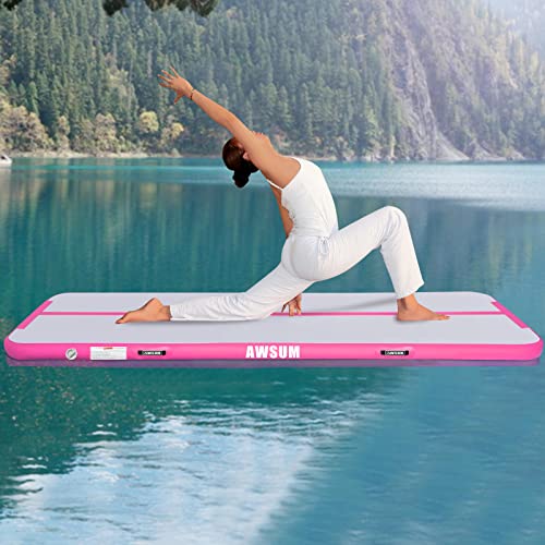 AWSUM 10ft Tumbling Mats with Roller Inflatable Gymnastics Mat Tumble Track with Electric Pump for Home Use/Gym