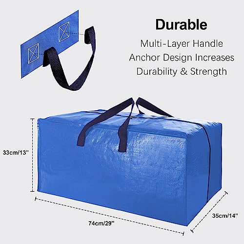 VELVETSURE Heavy Duty Extra Large Moving Bags W/Backpack Straps - Strong Handles & Zippers, Storage Totes For Space Saving, Fold Flat, Alternative to Box and Bin (Set of 6, Multicolor)