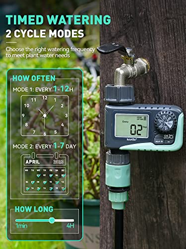 RAINPOINT Sprinkler Timer, Programmable Water Timer for Garden Hose, Outdoor Soaker Hose Timer with Rain Delay/Manual/Automatic Watering System, Digital Irrigation Timer for Yard, Lawn, 1 Outlet