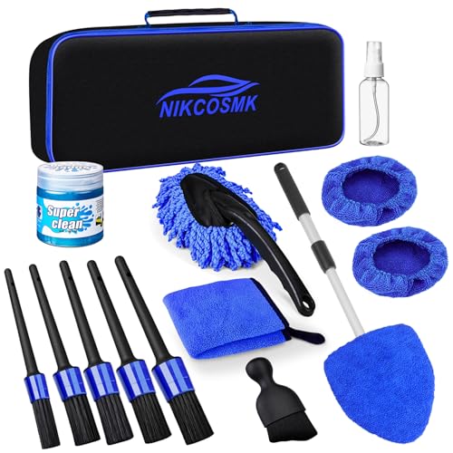 NIKCOSMK Windshield Cleaner Tool, Car Interior Detailing Cleaning Brush Kit