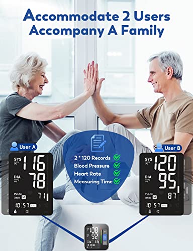 Blood Pressure Monitors for Home Use Upper Arm, Accurate cuff 8.7”-15.7” Monitor with Large Backlight Display 2 Users 240 Sets Memory & HR Detection, Digital BP Machine with Carrying Case