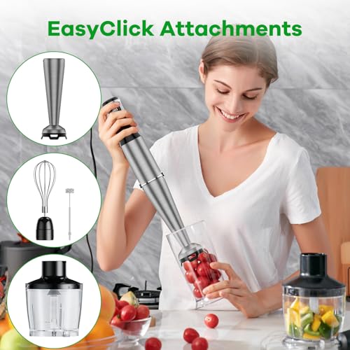 Immersion Blender Handheld Corded, 1100W 5 in 1 Hand Blender Set