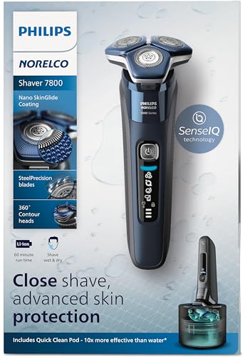 Philips Norelco Shaver 7800, Rechargeable Wet & Dry Electric Shaver with SenseIQ Technology, Quick Clean Pod, Charging Stand, Travel Case and Pop-up Trimmer, S7885/85