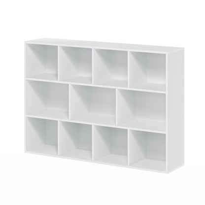 Furinno LUDER Book Shelf, 11-Cube Bookshelf, Reversible Bookcase, 9.4 x 29.1 x 41.7, for Living Room, Bedroom, Home Office, White