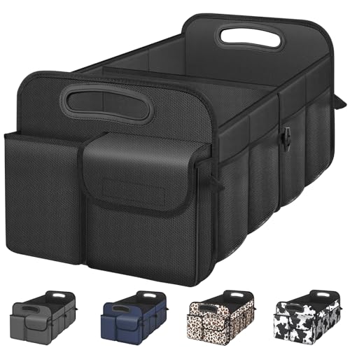 Femuar Car Trunk Organizer with Large Capacity Waterproof Car Accessories for Women & Men, Collapsible Trunk Organizer for Suv/Jeep/Sedan,Tools (Black, Standard)