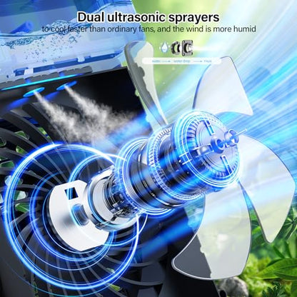 Portable air conditioners with remote control, silent with 3 speeds, cooling fan of 1200 ml Personal Air Cooler Fan with 3 Mist, 7 Night Light, 8H Timer, Small Air Conditioner for Bedroom Office