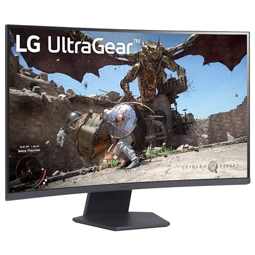 LG 32GS60QC-B Ultragear 32-inch Curved Gaming Monitor QHD (2560x1440) 180Hz 1ms 1000R AMD FreeSync HDR10 HDMIx2 DisplayPort Borderless Design Black Stabilizer DAS Crosshair FPS Counter - Black