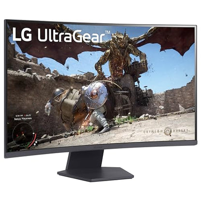 LG 32GS60QC-B Ultragear 32-inch Curved Gaming Monitor QHD (2560x1440) 180Hz 1ms 1000R AMD FreeSync HDR10 HDMIx2 DisplayPort Borderless Design Black Stabilizer DAS Crosshair FPS Counter - Black