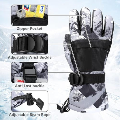 Odtmger Ski Gloves, Warmest Waterproof and Breathable Snow Gloves for Cold Weather, Fits Both Men & Women,for Parent Child Outdoor