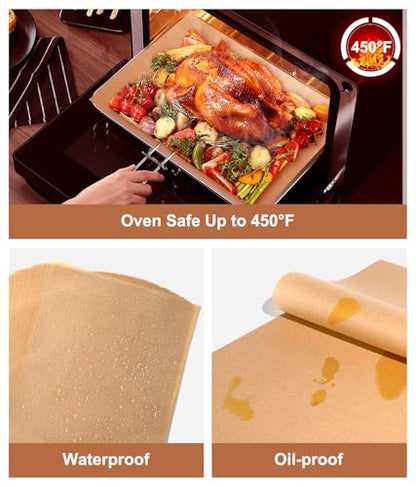 Unbleached Parchment Paper Baking Sheets, 9x13IN Precut Non-Stick Parchment Paper for Baking, Grilling, Air Fryer, Steaming-70 Sheets Unbleached Parchment Sheets for Bread Cup Cake Cookie And More