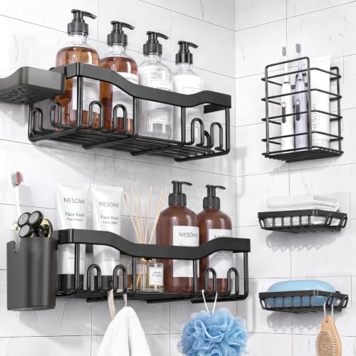 NESOMI 7-Pack Shower Caddy Adhesive, Stainless Steel Shower Organizer Shelf