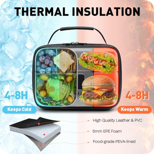 Hairao Kids Lunch Box, Boys Lunch Box Game Leather Lunch Bag for School, Picnic Hiking Beach Travel Office, Waterproof Leakproof Lunch Bento Box, Leather Lunch Box