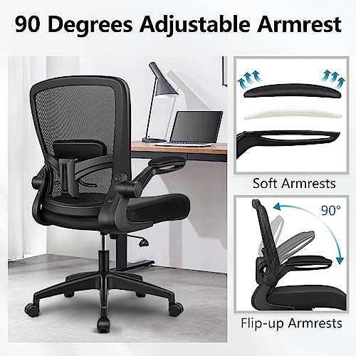 FelixKing Office Chair, Ergonomic Desk Chair Breathable Mesh Chair with Adjustable High Back Lumbar Support Flip-up Armrests, Executive Rolling Swivel Comfy Task Computer Chair for Home Office