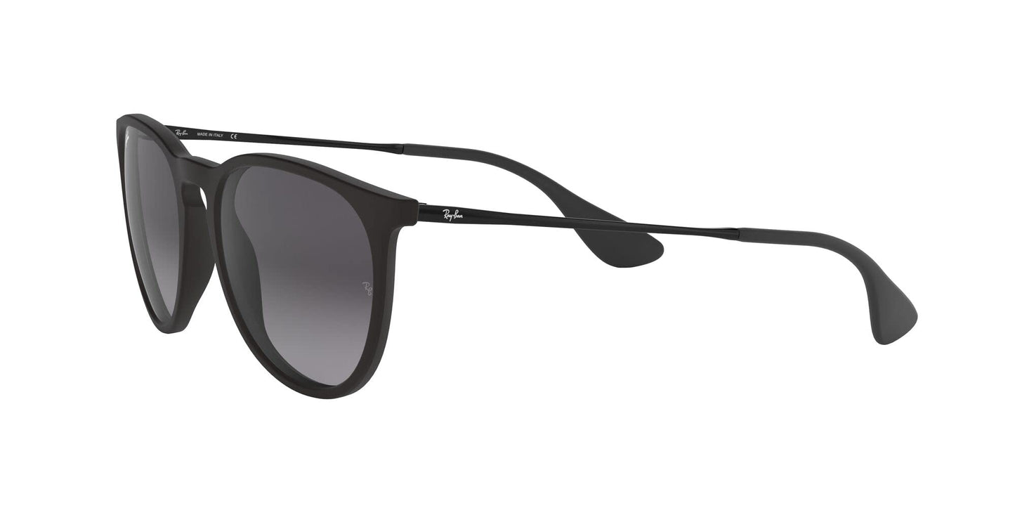 Ray-Ban RB4171 Erika Round Sunglasses, Rubber Black/Light Grey Gradient Dark Grey, 54 mm