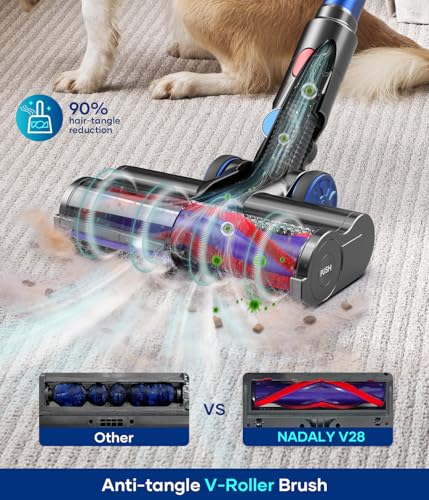 NADALY Cordless Vacuum Cleaner, 550W/45Kpa Stick Vacuum with Touch Screen, MAX 65Mins Runtime Vacuum Cleaner for Home, Anti-Tangle & Auto Mode, Wireless Vacuum for Pet Hair Carpet Hardwood Floor