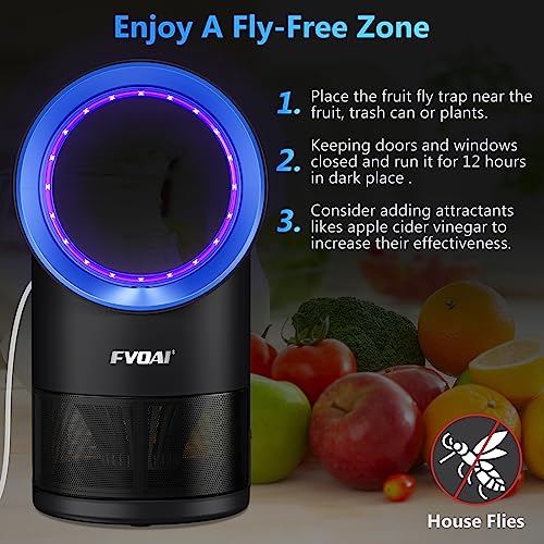 Fruit Fly Trap for Indoors, Fly Traps Indoor for Home Bug Zapper Indoor Insect Trap with Suction, Time Setting, Bug Light & 10 Pcs Sticky Glue Boards (Blue)