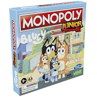 Hasbro Gaming Monopoly Junior Bluey Edition Board Game | Kids Play as Bluey, Bingo, Mum & Dad for Girls & Boys | Ages 5+ (Amazon Exclusive)