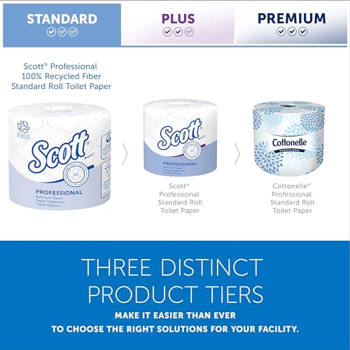 Scott® Professional 100% Recycled Fiber Standard Roll Toilet Paper, Bulk (13217), with Elevated Design, 2-Ply, White, Individually wrapped rolls (473 Sheets/Roll, 80 Rolls/Case, 37,840 Sheets/Case)