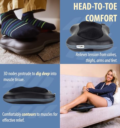 Zyllion ZMA-13 Back and Neck Massager with Heat for Pain Relief, Black