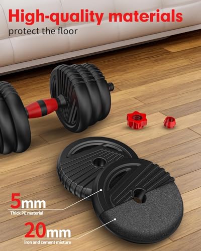 Adjustable Dumbbells, 20/30/45/70/90lbs Free Weight Set with