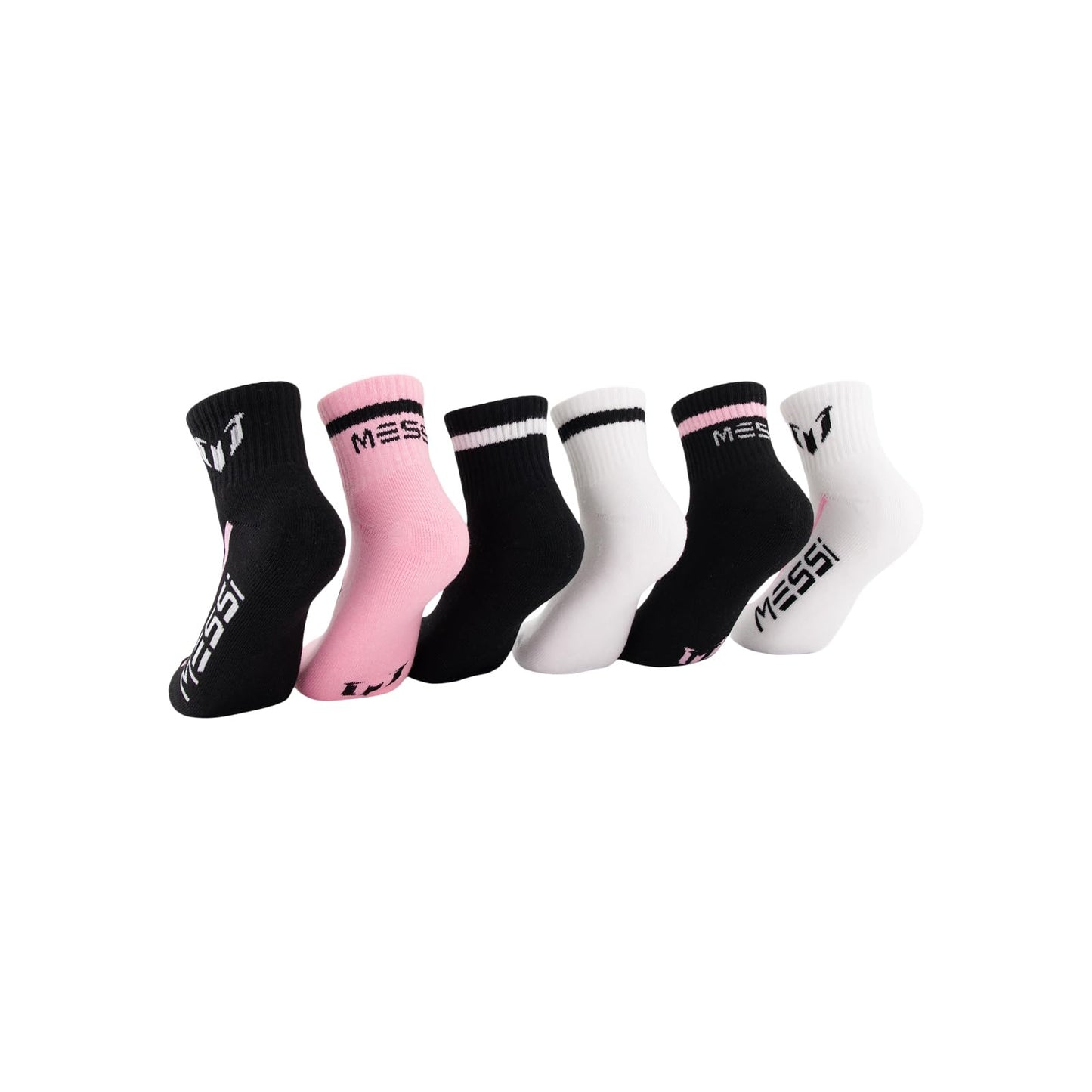 Messi Boys Lifestyle Ankle Socks, 6-Pack Kids Socks, Soft & Stretchy, Comfortable, Pink