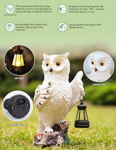 Plaitaoai Owl Solar Garden Statues Outdoor Decor-Outdoor Statues for Garden,Patio, Balcony, Yard Ornament-Birthdays Gifts for Women,Mom,Grandma,Wife,Sister