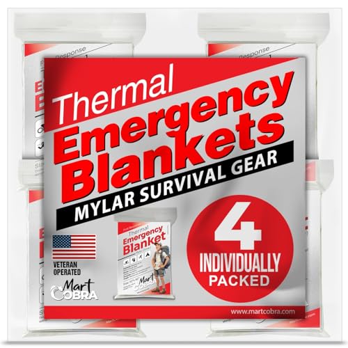 Emergency Blanket Mylar Thermal Space Survival Gear & Supplies 4-Pack Foil