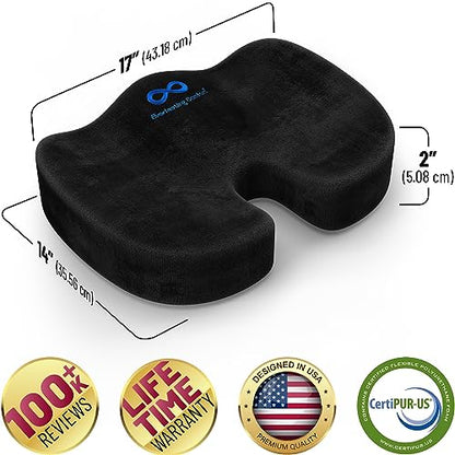 Everlasting Comfort Doctor Recommended Memory Foam Seat Cushions for Office Chairs - HSA FSA Eligible Tailbone Pain Relief Cushion, Sciatica & Back Support, Office Chair Cushion & Car Seat Cushion