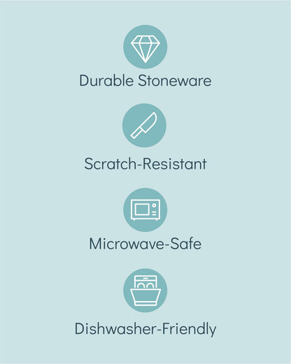 24 Piece Dinnerware Sets for 8 - Modern Style Stoneware Dinnerware Set - Microwave Safe Dinner Plates and Bowls Sets for 8, Ceramic Dish Set, Bowl and Plate Sets for 8, Beige Light Blue Set for 8…