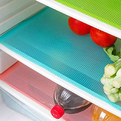AKINLY 9 Pack Refrigerator Mats, Washable Fridge Mats Liners Easy to Clean Fridge Pads Mat Shelves Drawer Table Mats Refrigerator Liners for Shelves, 3Red/3Green/3Blue