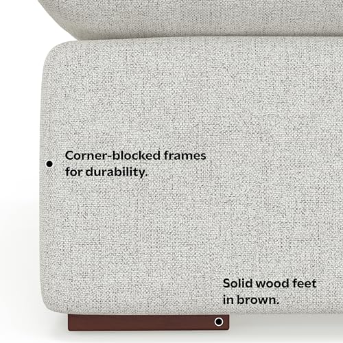 SIMPLIHOME Jasmine Right-Arm Sofa Module in Performance Fabric, Cloud Grey, 44-inches Wide, Handcrafted Contemporary-Style Right-Arm Accent Chair for Living Room