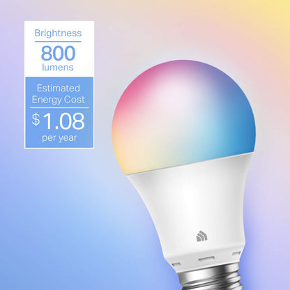 Kasa Smart Light Bulbs, Full Color Changing Dimmable Smart WiFi Bulbs Compatible with Alexa and Google Home, A19, 9W 800 Lumens,2.4Ghz only, No Hub Required, 4 Count (Pack of 1), Multicolor (KL125P4)